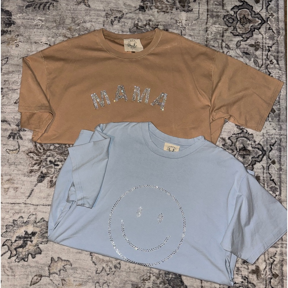 2 oversized bling women shirts